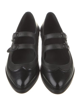The Office of Angela Scott Leather Scalloped Accent Mary Jane Flats