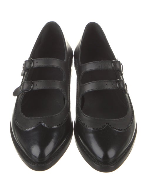 The Office of Angela Scott Leather Scalloped Accent Mary Jane Flats
