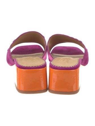 The Office of Angela Scott Suede Fringe Trim Accent Slides