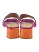 The Office of Angela Scott Suede Fringe Trim Accent Slides