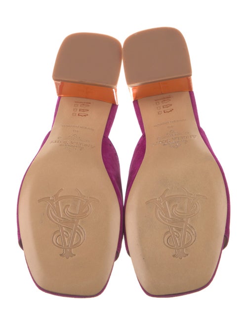 The Office of Angela Scott Suede Fringe Trim Accent Slides