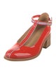 The Office of Angela Scott Patent Leather Scalloped Accent T-Strap Pumps