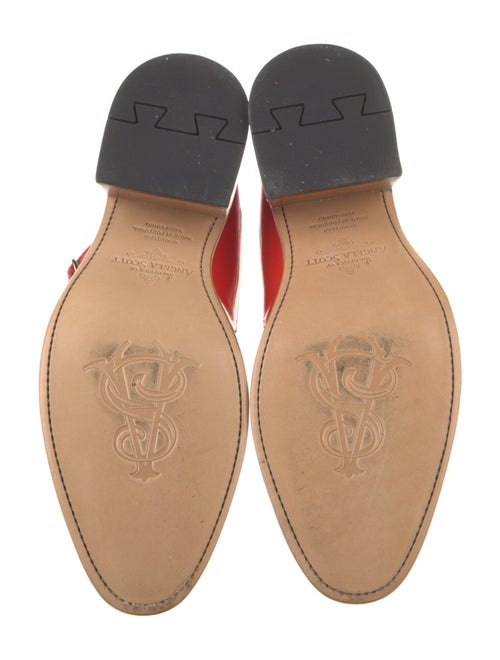 The Office of Angela Scott Patent Leather Scalloped Accent T-Strap Pumps