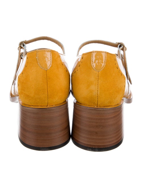 The Office of Angela Scott Patent Leather Leather Trim Embellishment Pumps