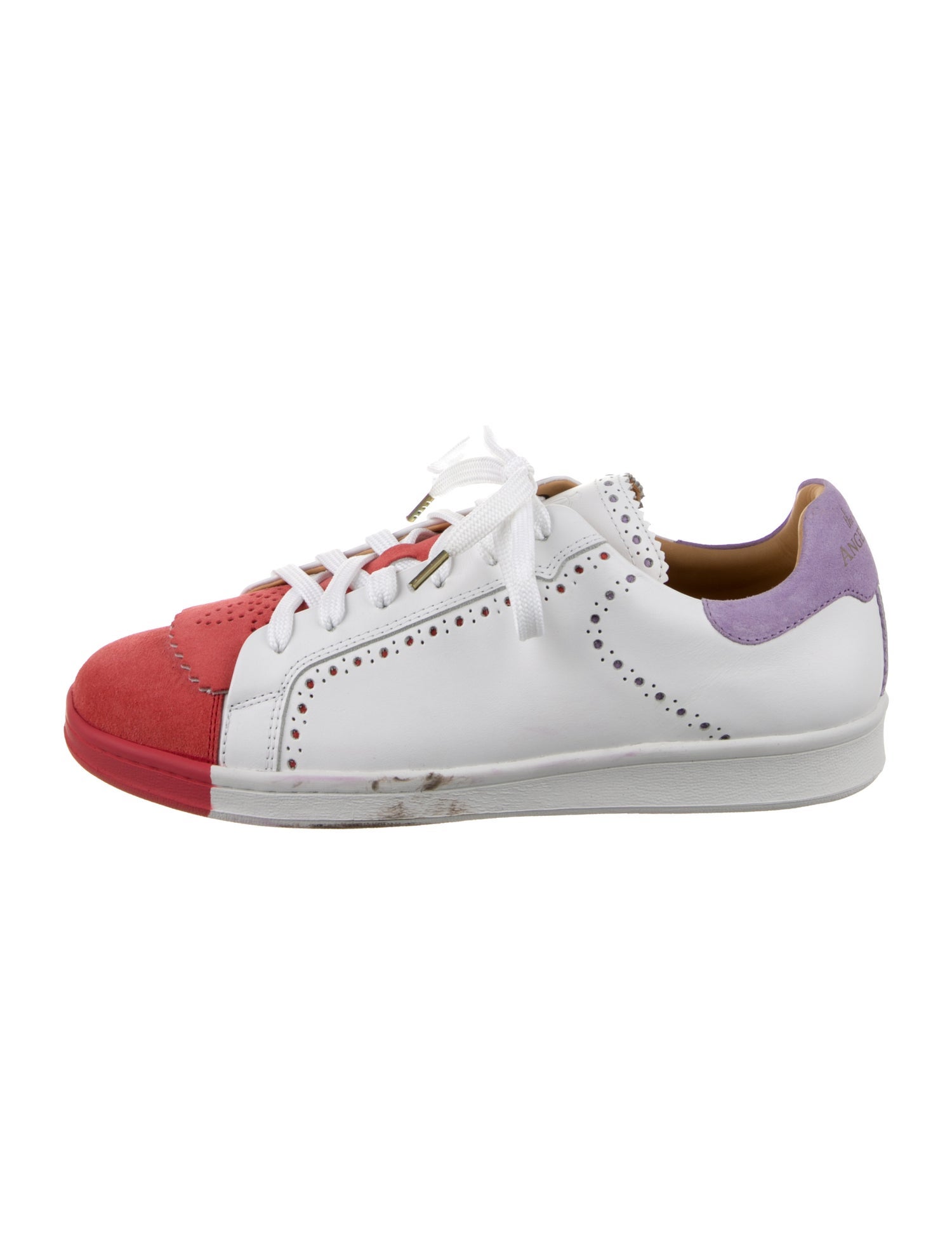The Office of Angela Scott Leather Colorblock Pattern Sneakers