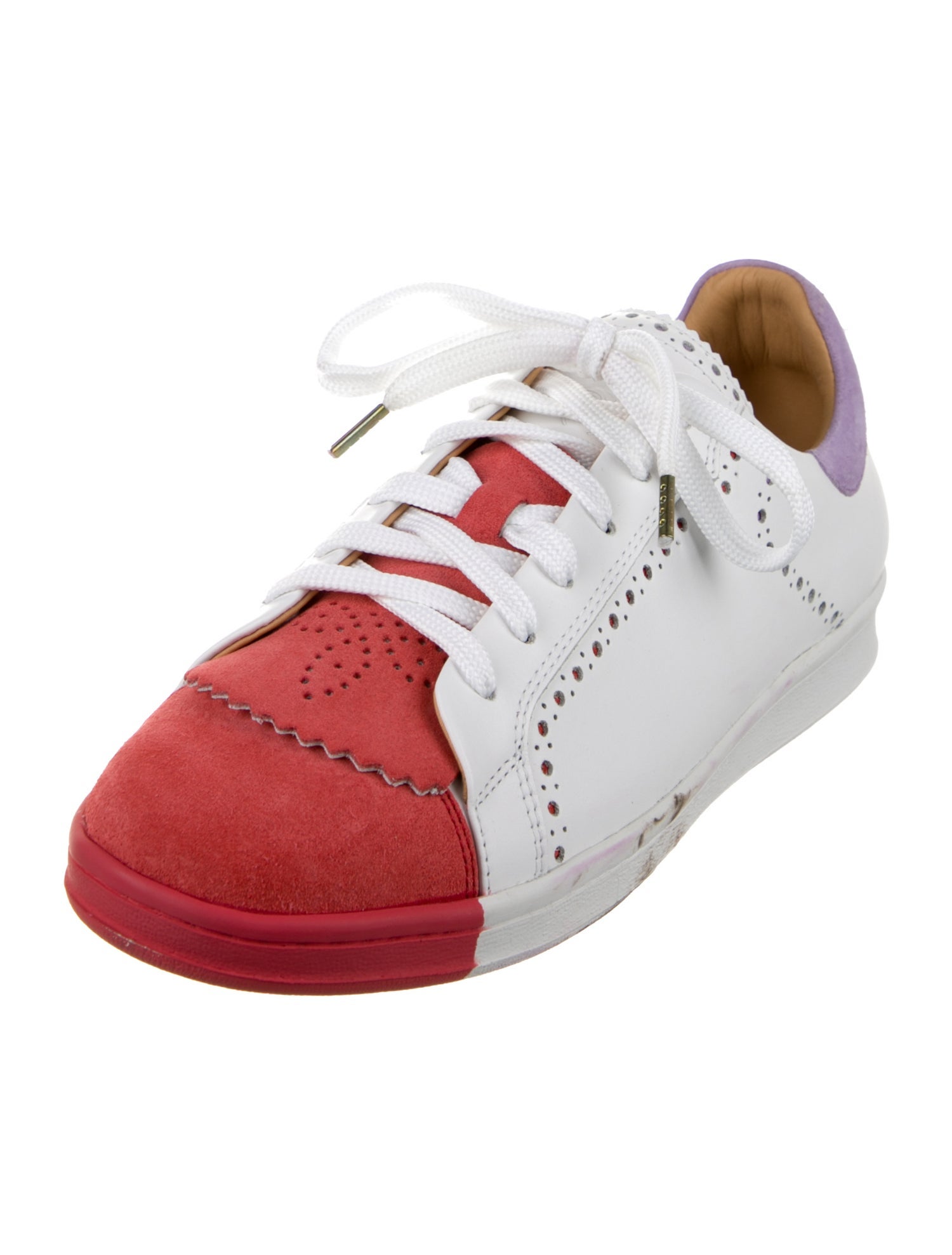 The Office of Angela Scott Leather Colorblock Pattern Sneakers