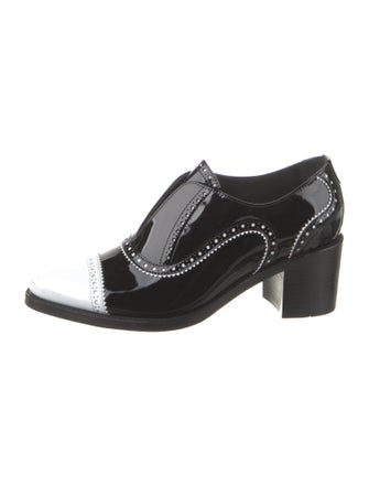 The Office of Angela Scott Patent Leather Colorblock Pattern Pumps