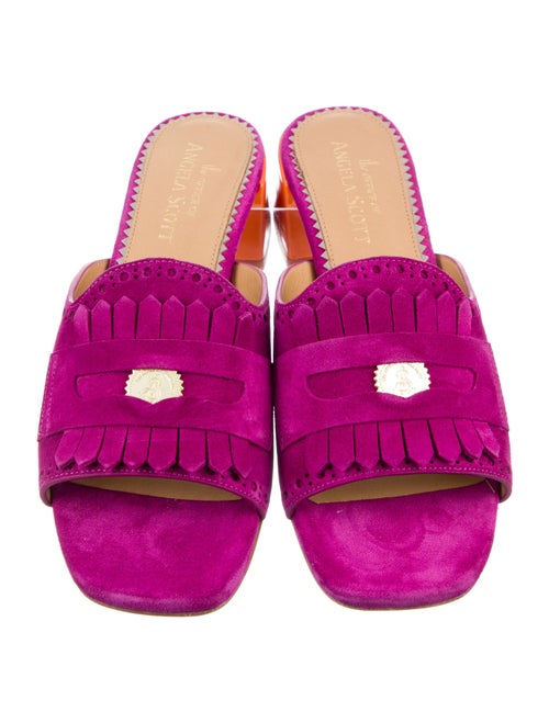The Office of Angela Scott Suede Leather Trim Embellishment Slides
