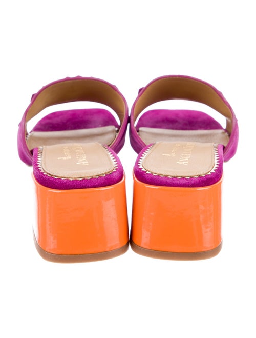 The Office of Angela Scott Suede Leather Trim Embellishment Slides