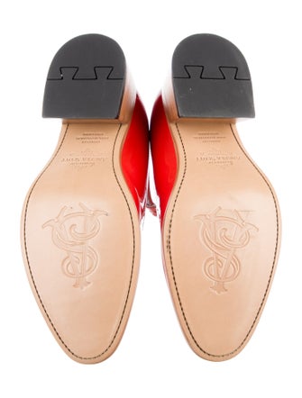 The Office of Angela Scott Patent Leather Colorblock Pattern T-Strap Pumps