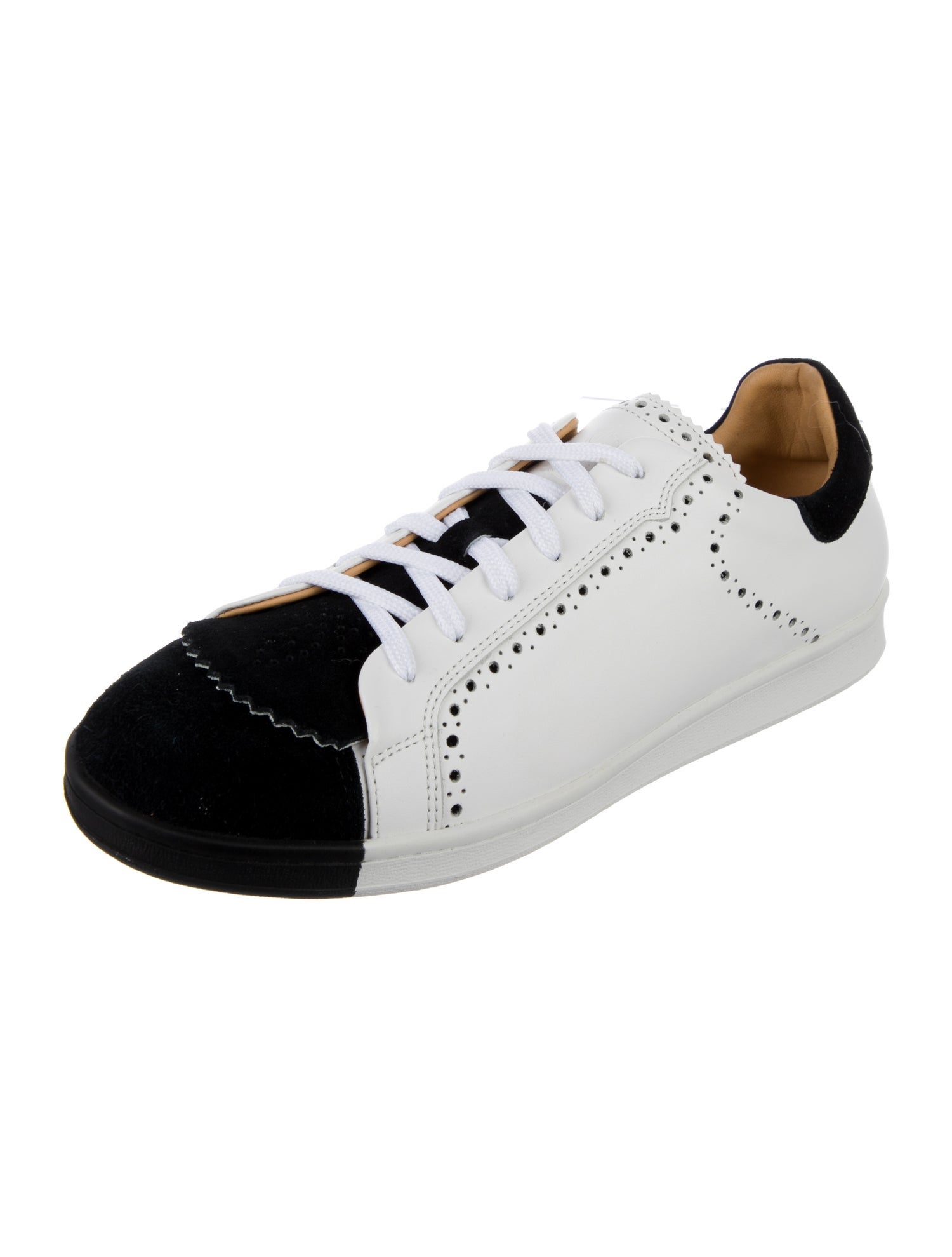 The Office of Angela Scott Leather Colorblock Pattern Sneakers