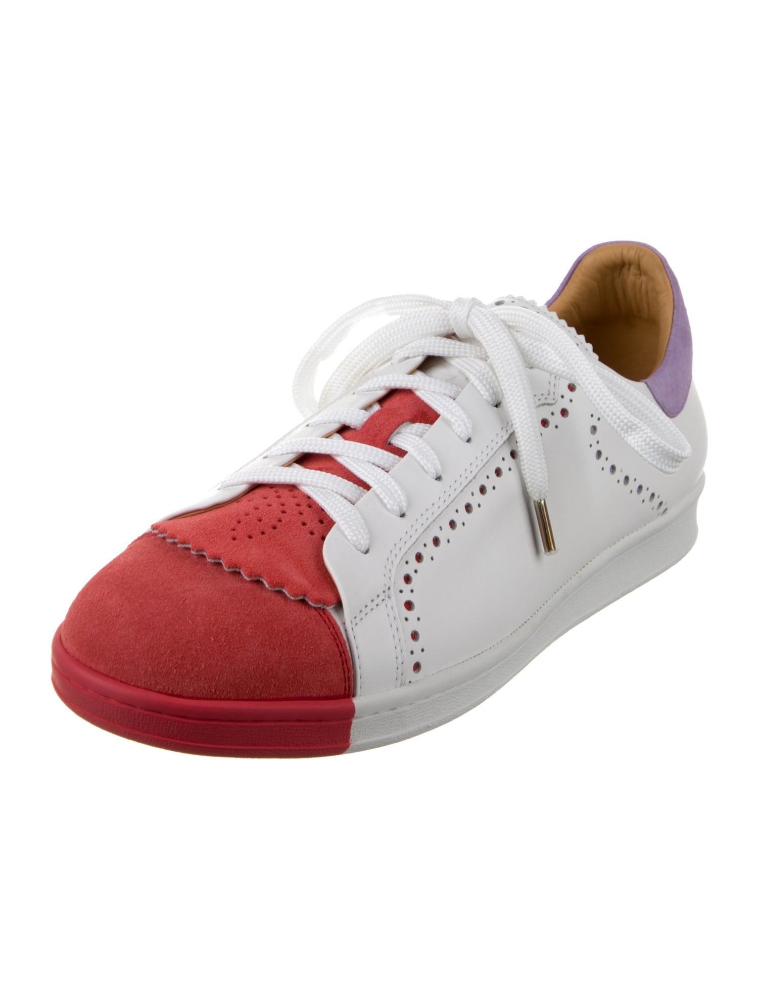 The Office of Angela Scott Leather Colorblock Pattern Sneakers