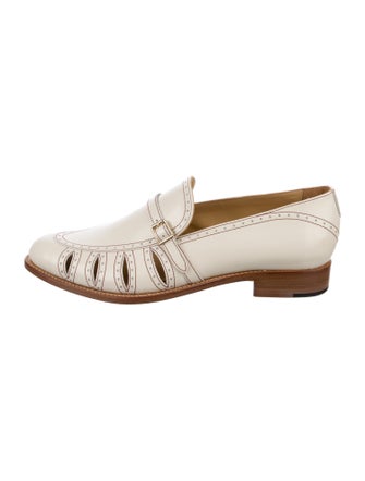 The Office of Angela Scott Leather Cutout Accent Loafers