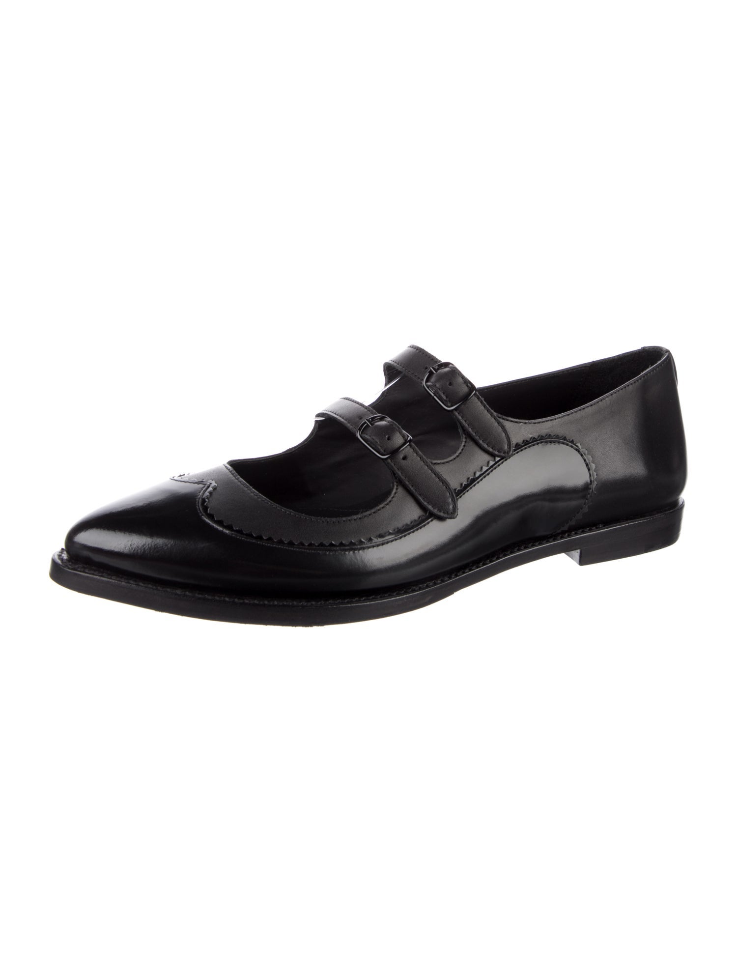 The Office of Angela Scott Leather Mary Jane Flats