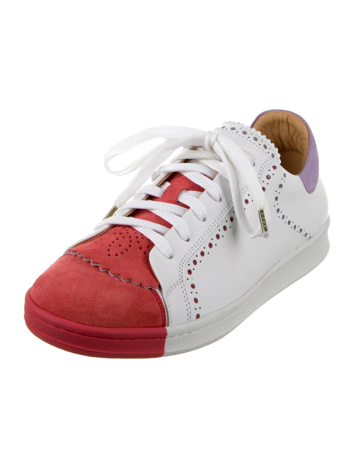 The Office of Angela Scott Leather Colorblock Pattern Sneakers