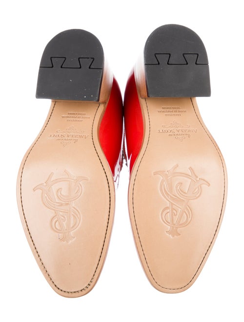 The Office of Angela Scott Patent Leather Leather Trim Embellishment T-Strap Pumps