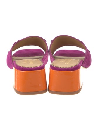 The Office of Angela Scott Suede Fringe Trim Accent Slides