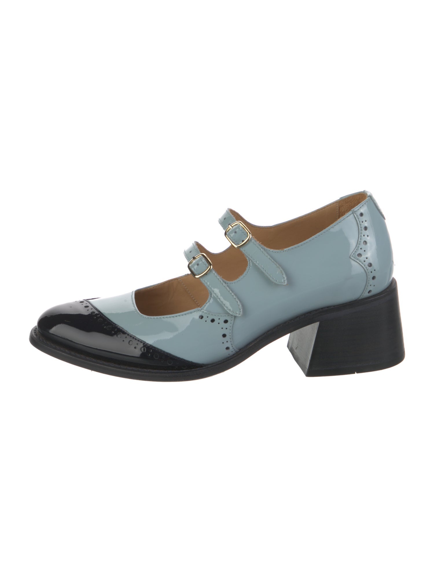 The Office of Angela Scott Patent Leather Colorblock Pattern Pumps