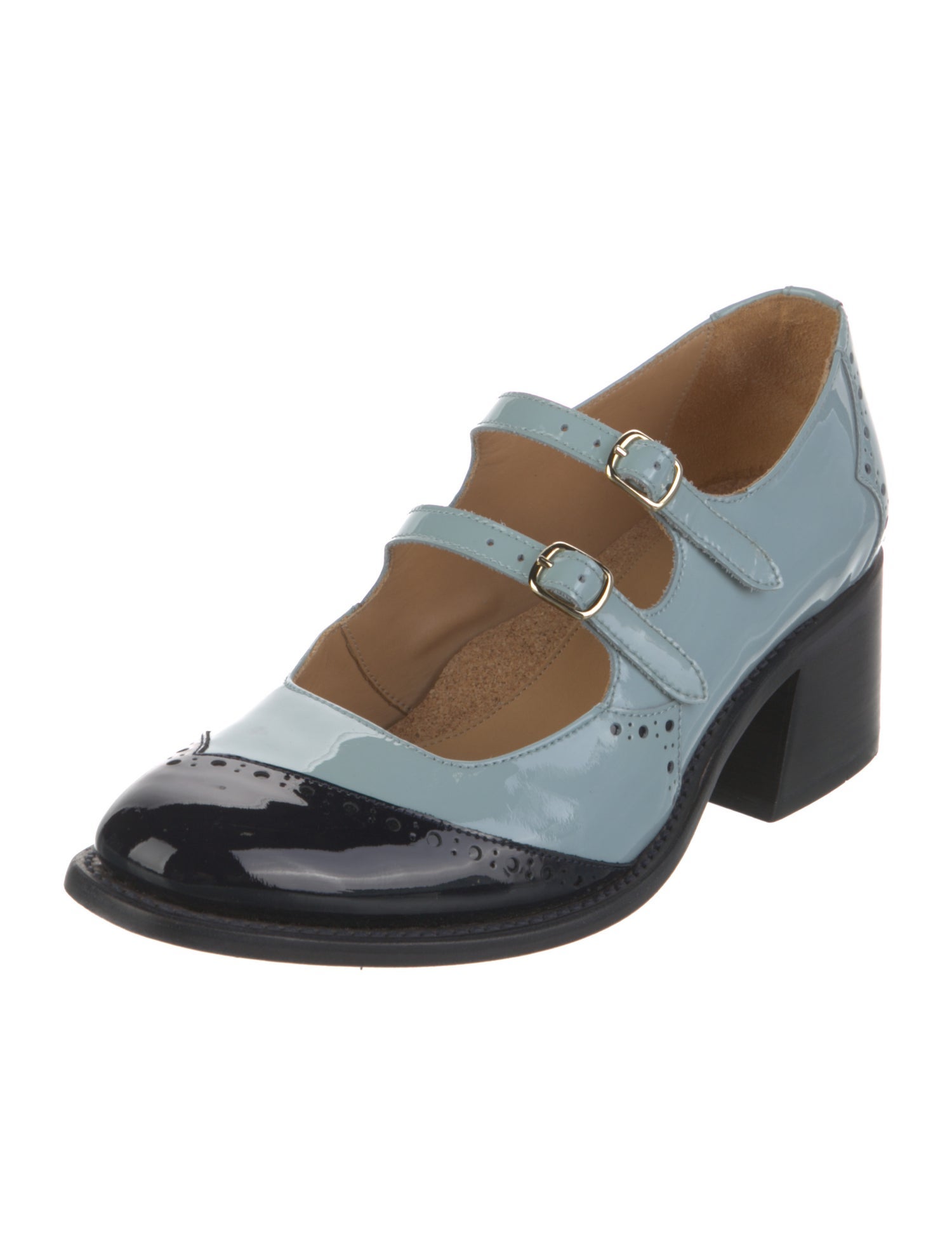 The Office of Angela Scott Patent Leather Colorblock Pattern Pumps