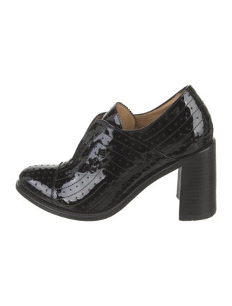 The Office of Angela Scott Patent Leather Cutout Accent Pumps
