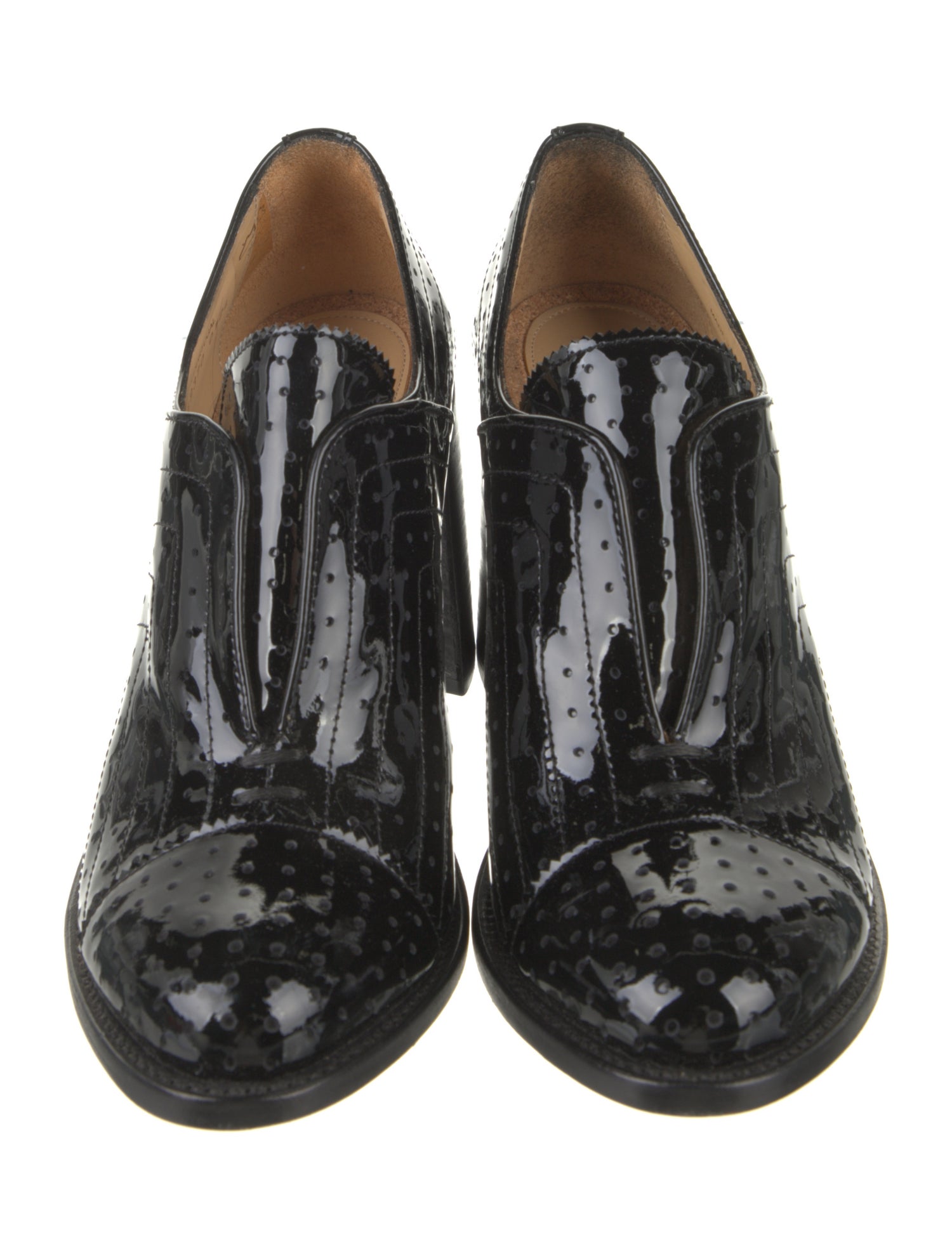 The Office of Angela Scott Patent Leather Cutout Accent Pumps