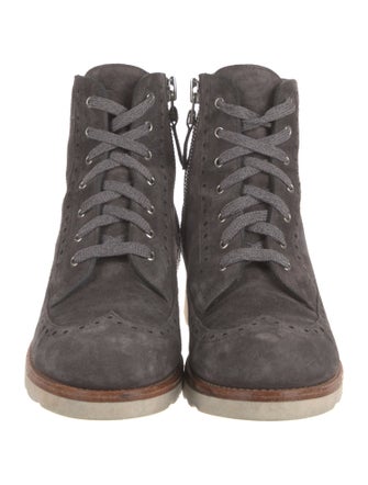 The Office of Angela Scott Suede Glitter Accents Lace-Up Boots