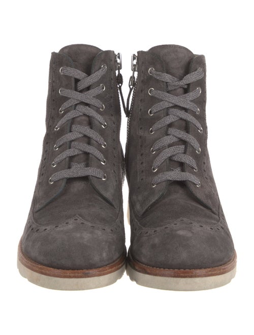The Office of Angela Scott Suede Glitter Accents Lace-Up Boots