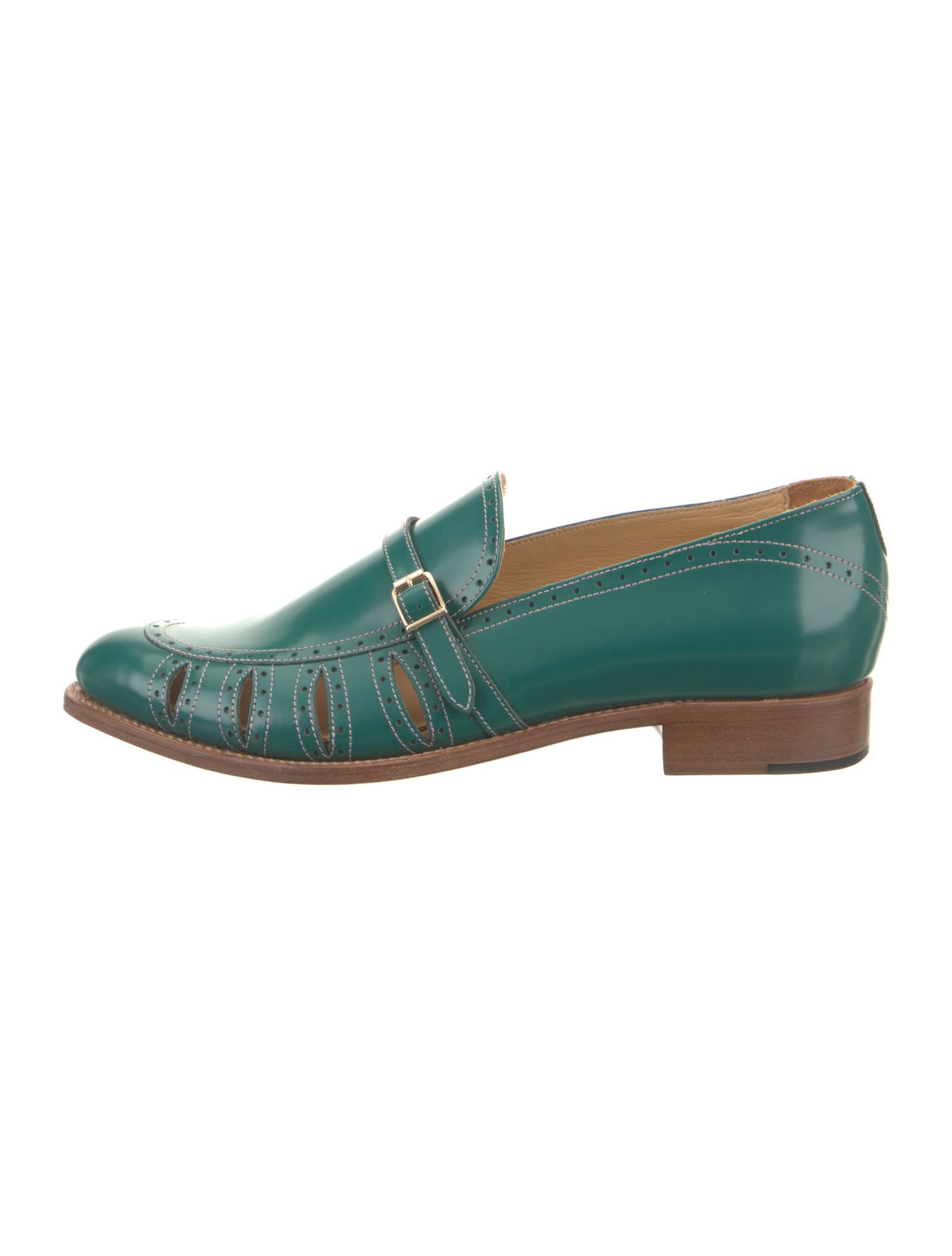 The Office of Angela Scott Leather Colorblock Pattern Loafers