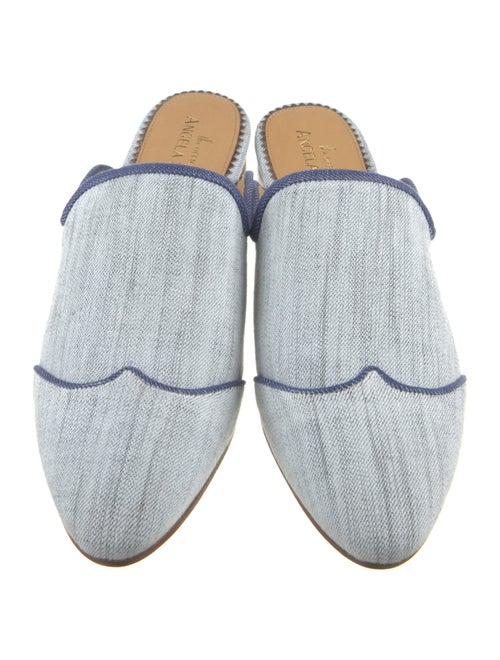 The Office of Angela Scott Denim Colorblock Pattern Mules