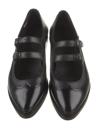 The Office of Angela Scott Leather Scalloped Accent Mary Jane Flats