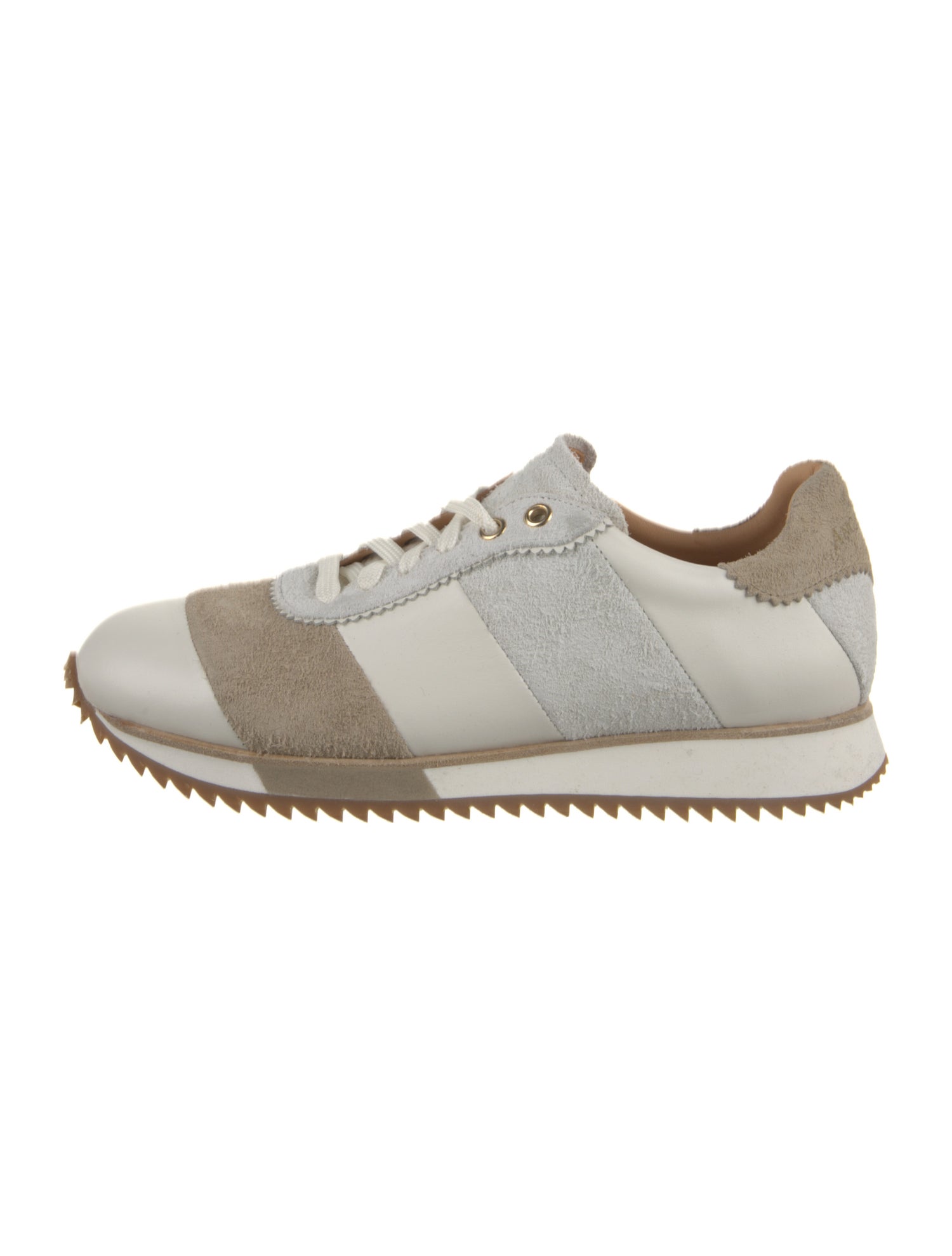 The Office of Angela Scott Leather Colorblock Pattern Athletic Sneakers