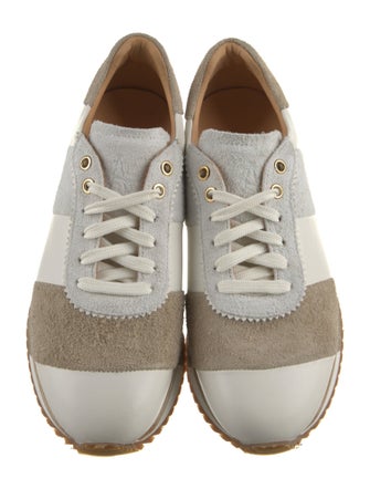 The Office of Angela Scott Leather Colorblock Pattern Athletic Sneakers