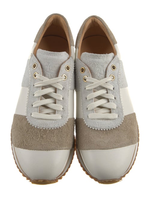 The Office of Angela Scott Leather Colorblock Pattern Athletic Sneakers