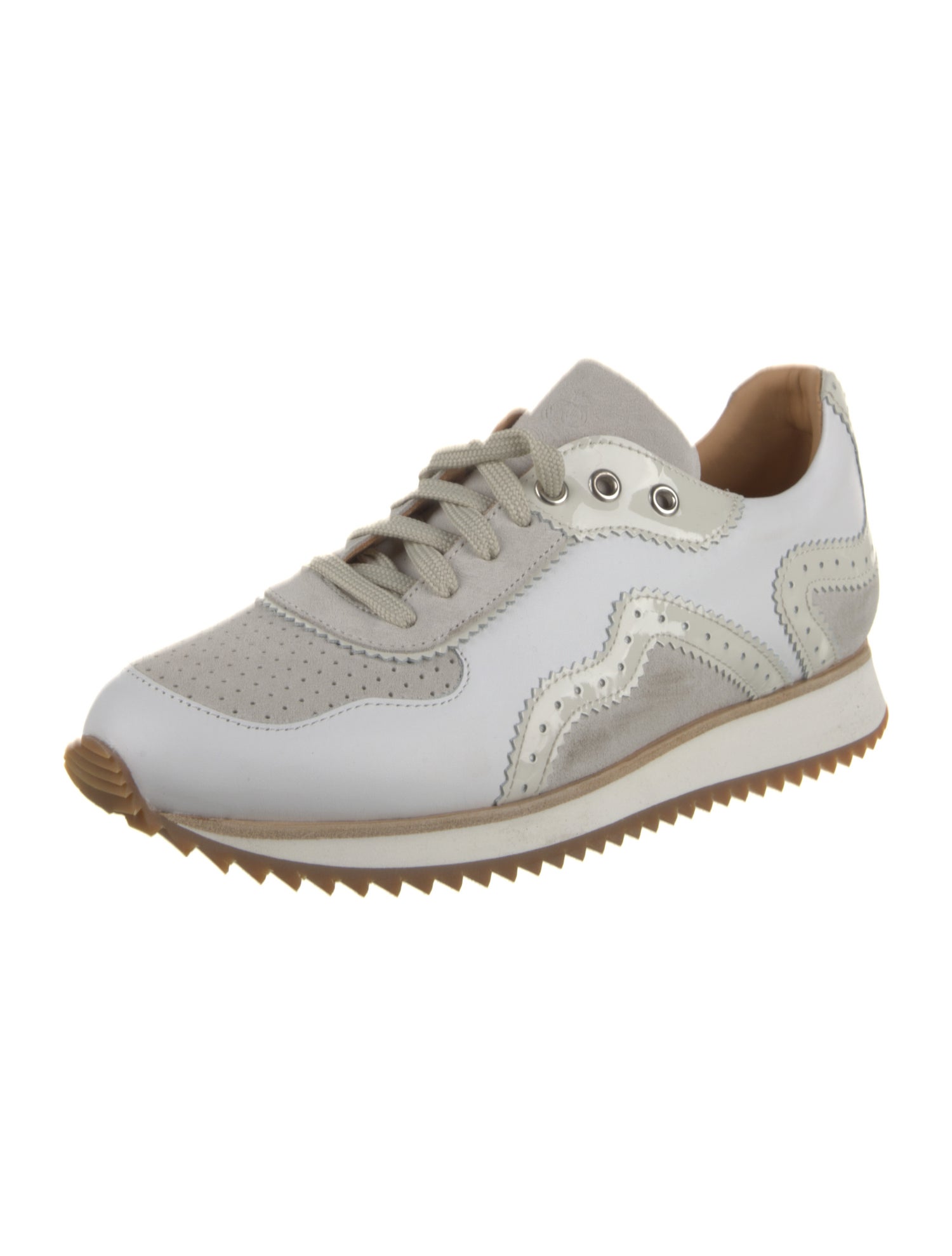 The Office of Angela Scott Leather Colorblock Pattern Sneakers