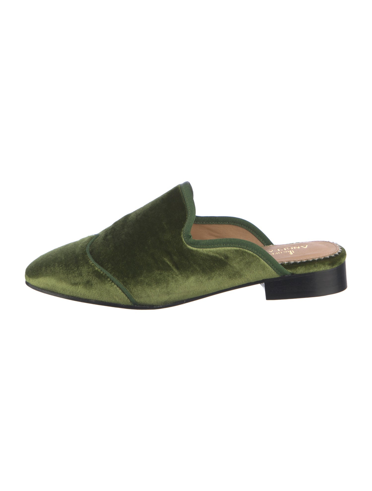 The Office of Angela Scott Velvet Grosgrain Trim Mules