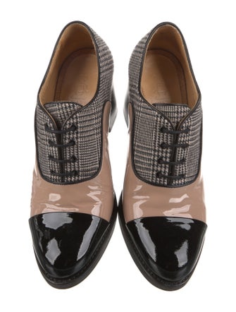 The Office of Angela Scott Patent Leather Houndstooth Print Pumps