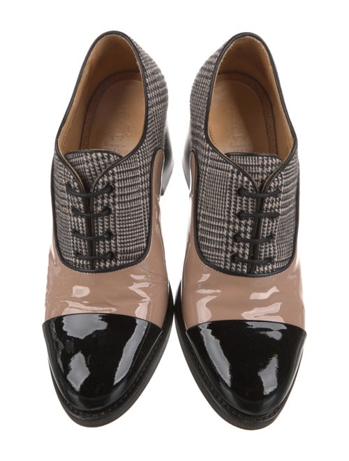 The Office of Angela Scott Patent Leather Houndstooth Print Pumps
