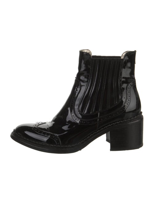 The Office of Angela Scott Patent Leather Lasercut Accents Chelsea Boots