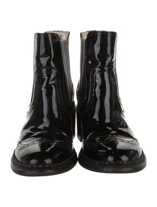 The Office of Angela Scott Patent Leather Lasercut Accents Chelsea Boots