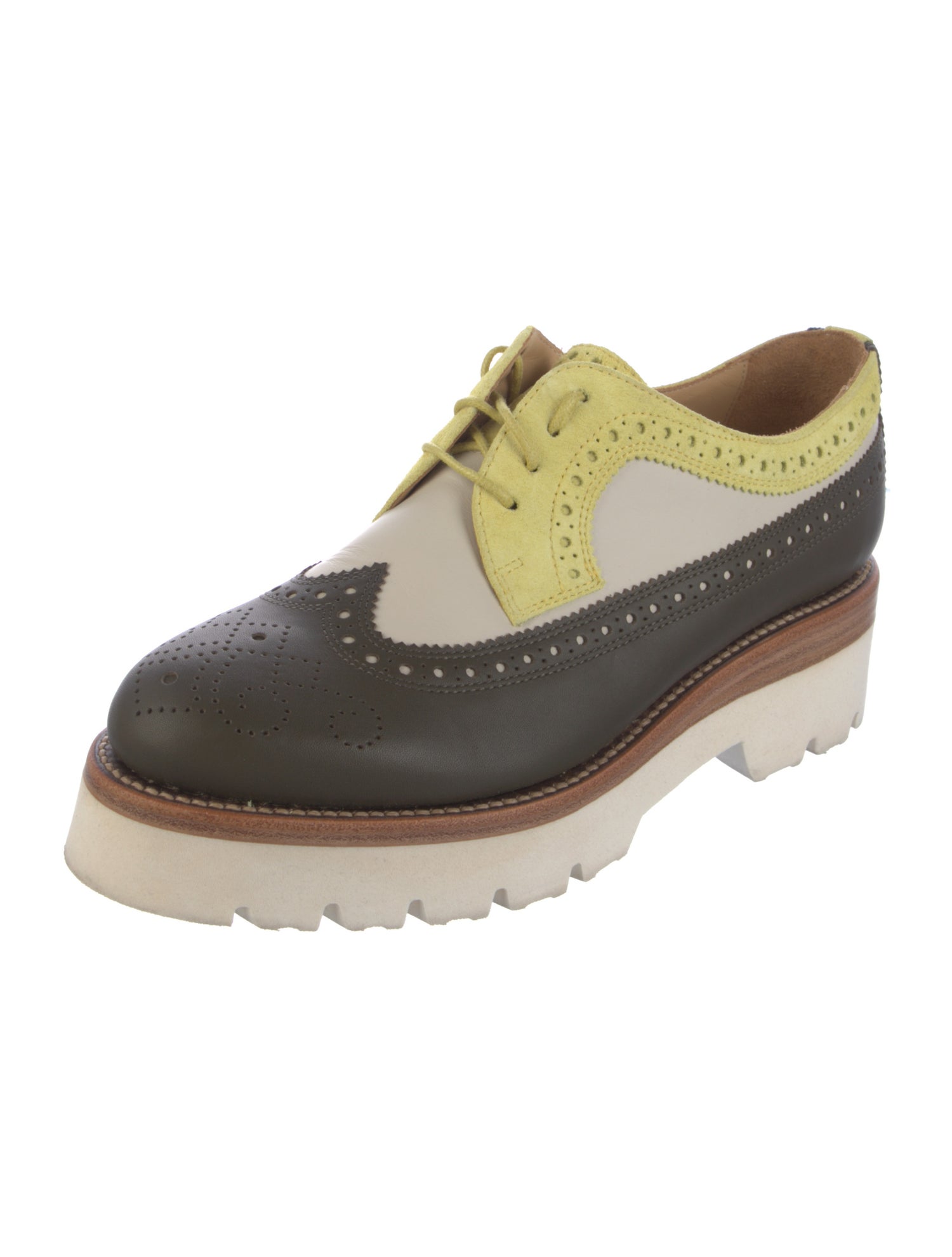 The Office of Angela Scott Leather Colorblock Pattern Oxfords