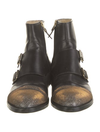 The Office of Angela Scott Leather Moto Boots