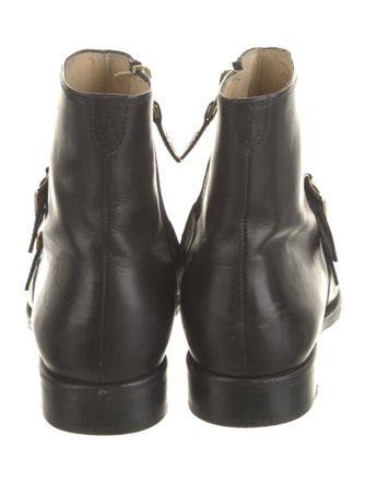 The Office of Angela Scott Leather Moto Boots