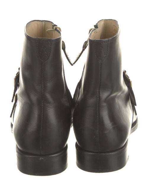 The Office of Angela Scott Leather Moto Boots