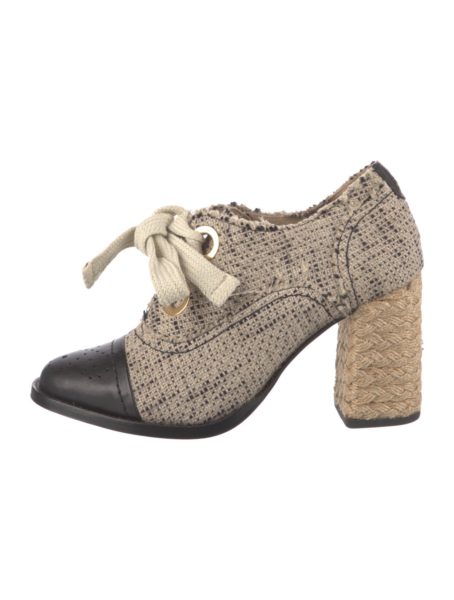 The Office of Angela Scott Leather Colorblock Pattern Pumps