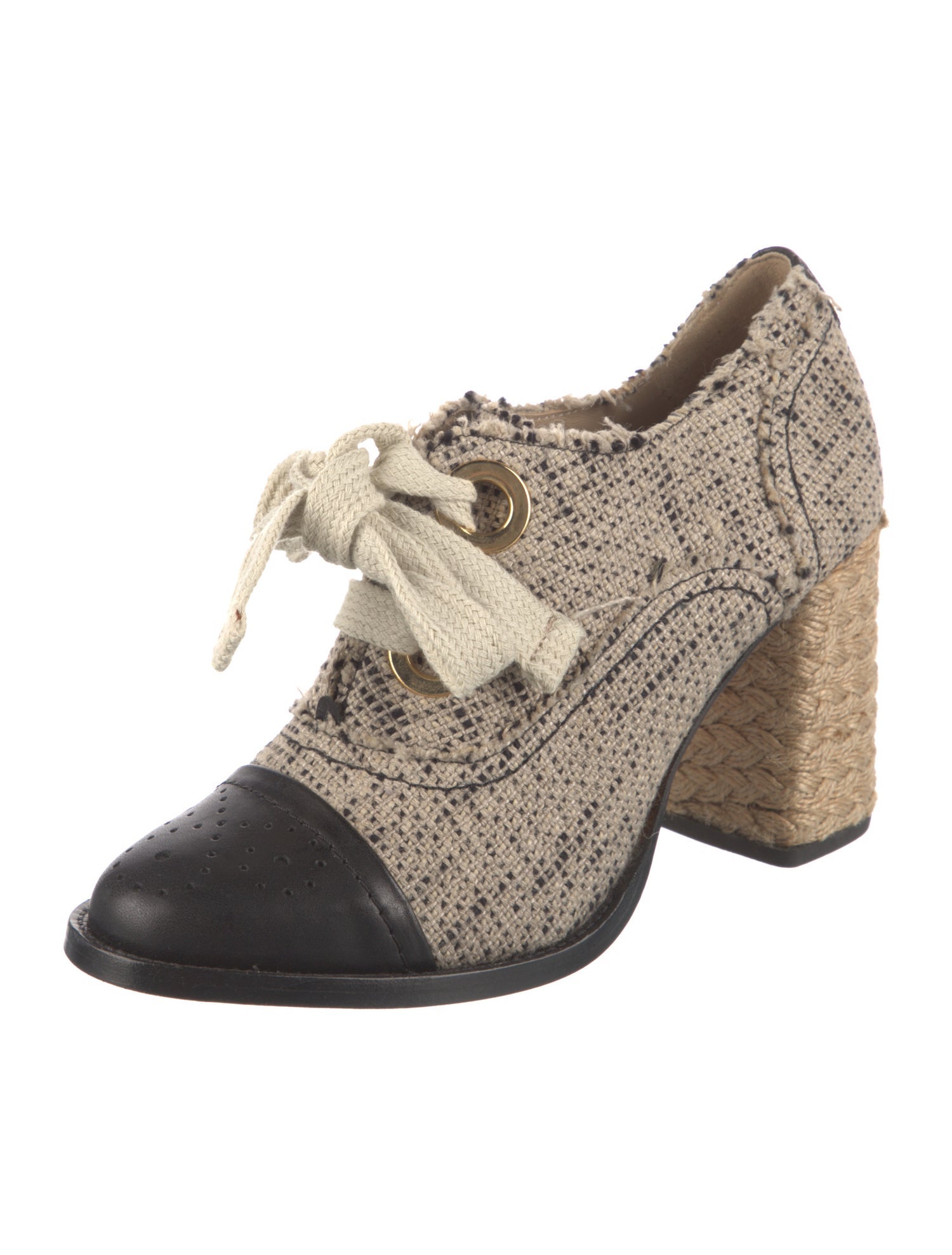 The Office of Angela Scott Leather Colorblock Pattern Pumps