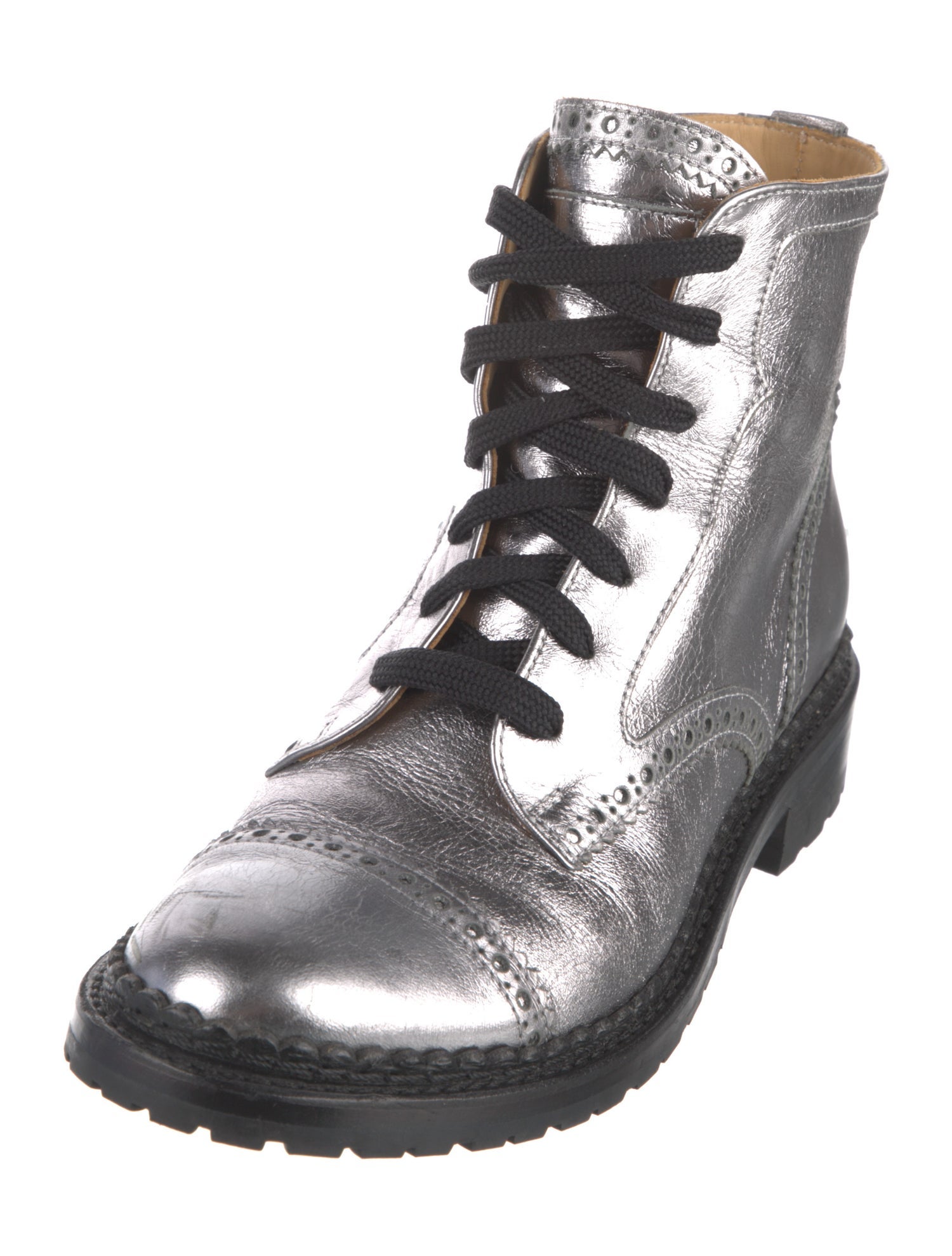The Office of Angela Scott Leather Combat Boots