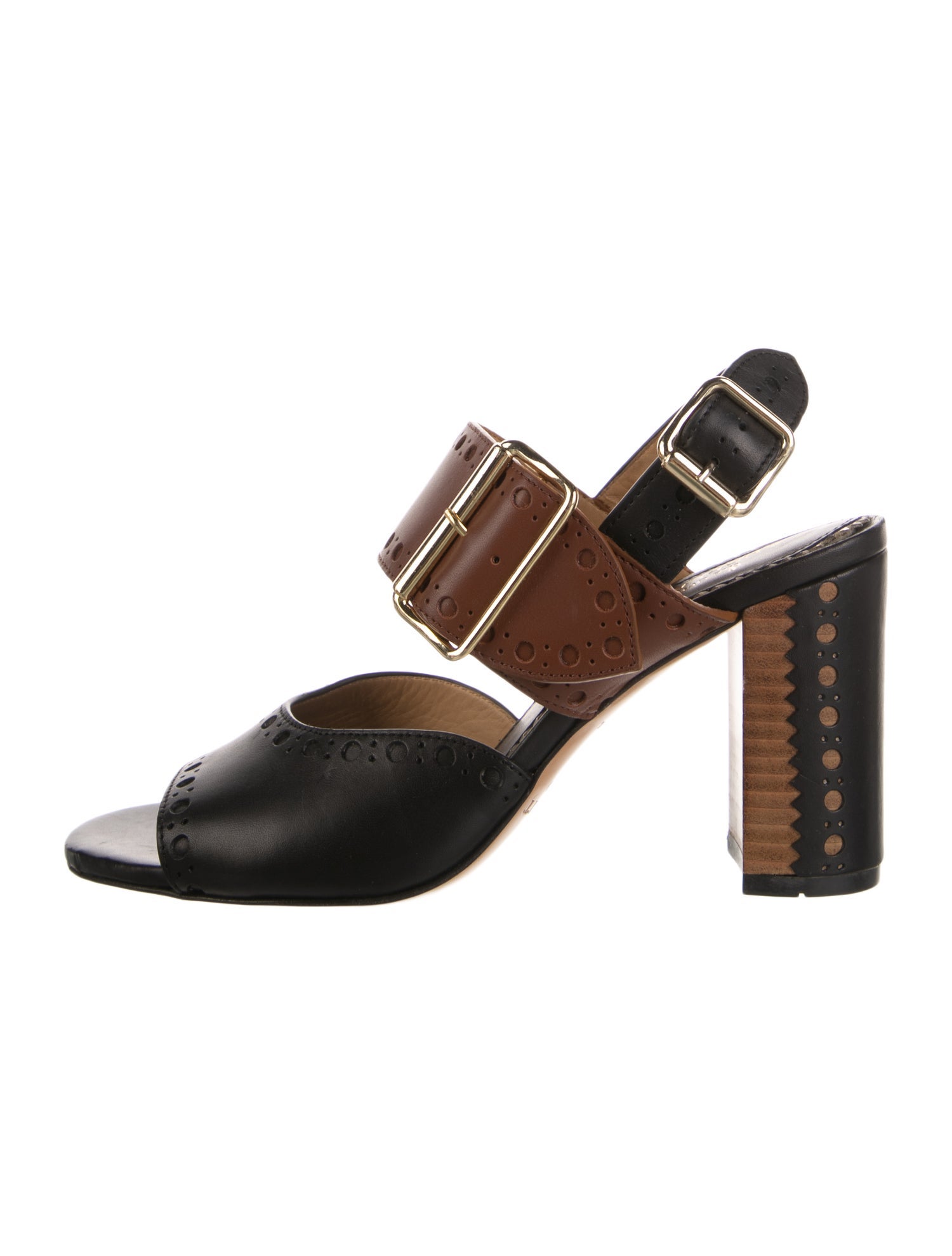 The Office of Angela Scott Leather Slingback Sandals