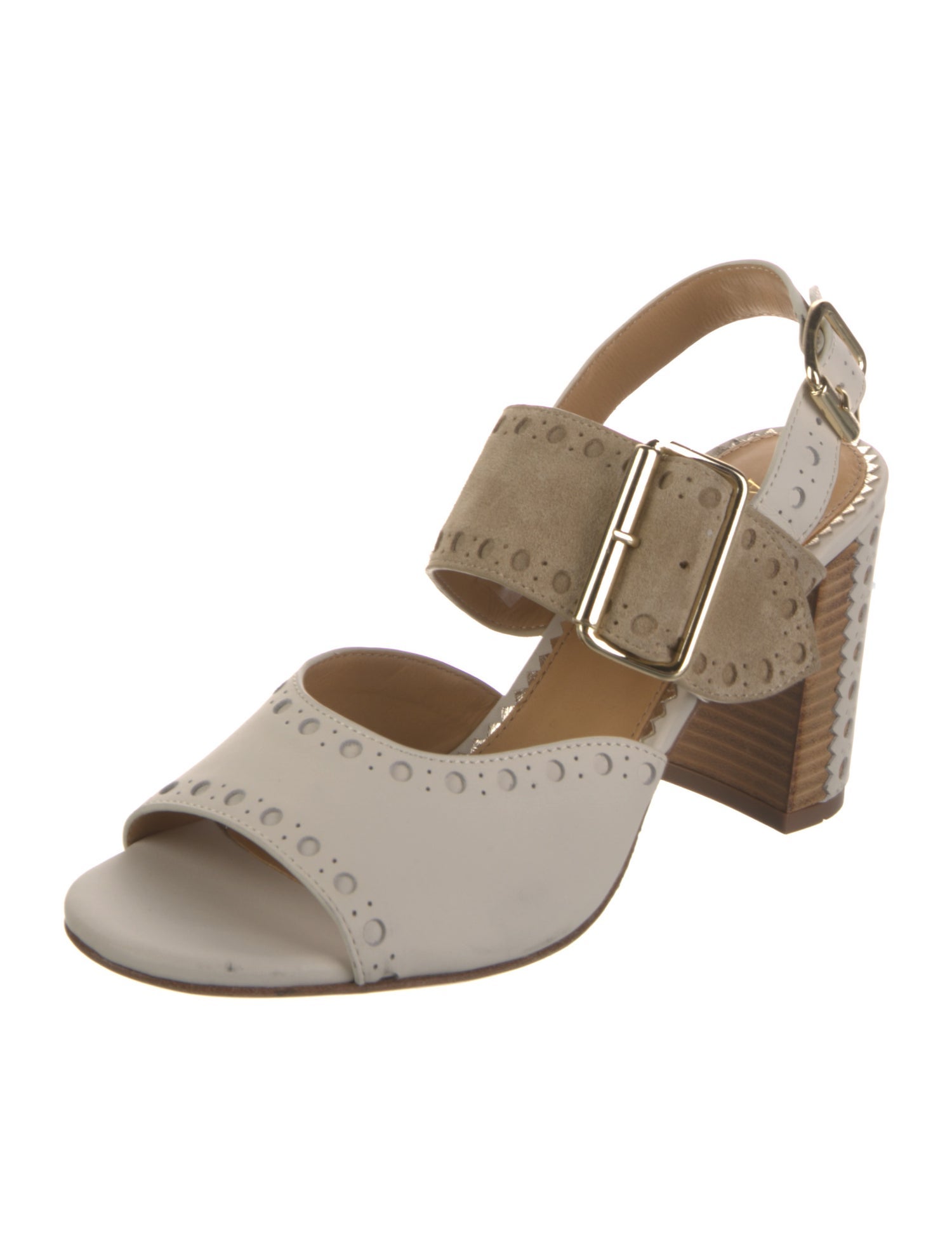 The Office of Angela Scott Leather Slingback Sandals