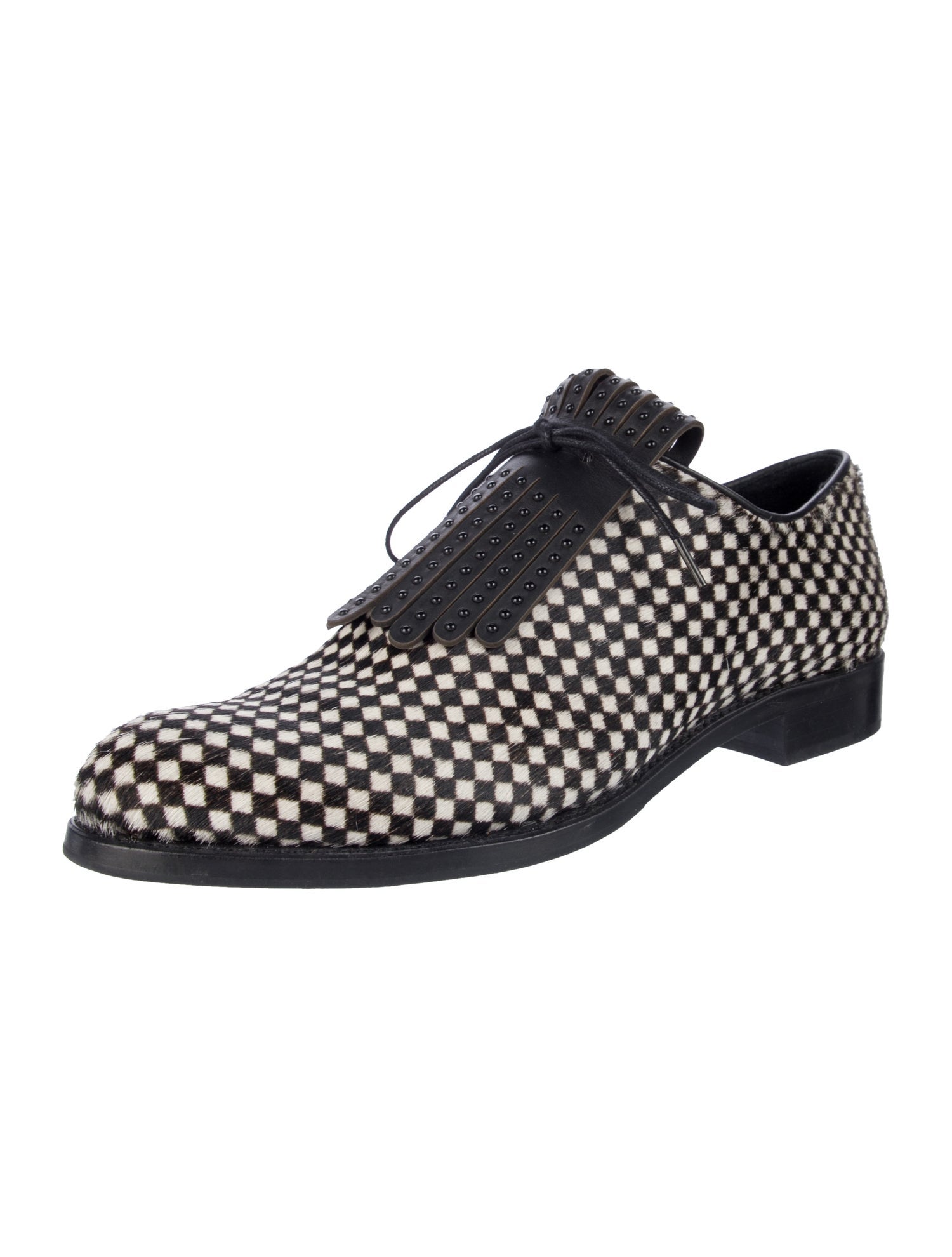 The Office of Angela Scott Ponyhair Plaid Print Oxfords