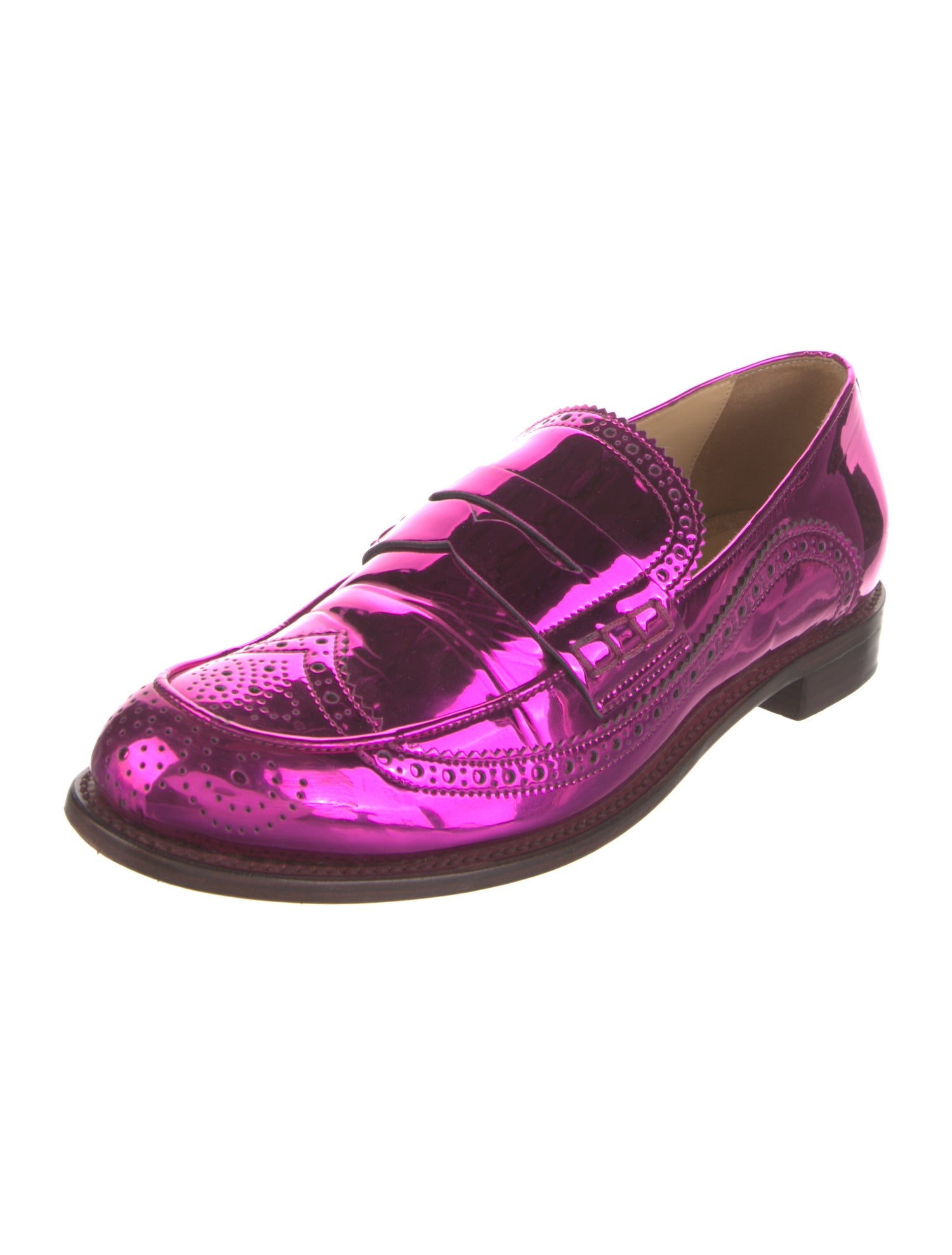 The Office of Angela Scott Patent Leather Lasercut Accents Loafers